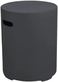 AMS Fireplace | Elementi 20lb Propane Tank Cover (Cylinder - Dark Grey) | Handcrafted Glass-Fiber Reinforced Concrete, Dark Grey Color, Round Shape, Size - 15.7 x 15.7 x 20 inches | Use as End Table