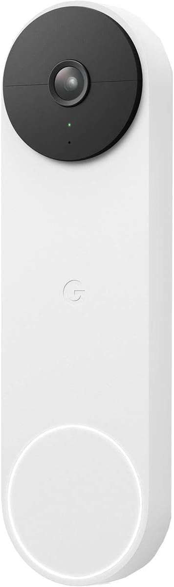 Google Nest Doorbell Battery – Wireless Smart Video Doorbell, HD Live View, Night Vision, Motion Detection, 2-Way Audio, Compatible with Alexa Home, Weather-Resistant – Snow, Bulk Packaging