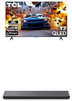 TCL 75-Inch T7 Series (75T7, 2025 Model) 4K QLED with Dolby Vision HDR & Dolby Atmos Smart TV with Google TV + S45H S Class 2.0 Channel Sound Bar with Dolby Atmos