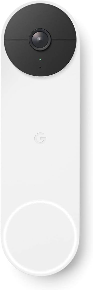 Google Nest Doorbell Battery – Wireless Smart Video Doorbell, HD Live View, Night Vision, Motion Detection, 2-Way Audio, Compatible with Alexa Home, Weather-Resistant – Snow, Bulk Packaging