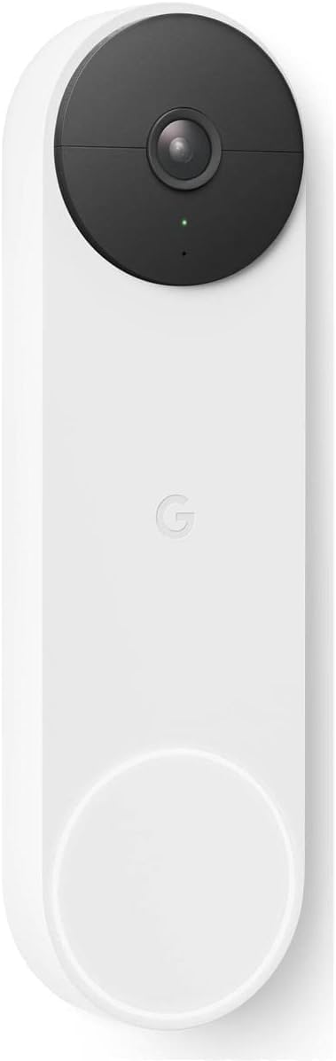 Google Nest Doorbell Battery – Wireless Smart Video Doorbell, HD Live View, Night Vision, Motion Detection, 2-Way Audio, Compatible with Alexa Home, Weather-Resistant – Snow, Bulk Packaging