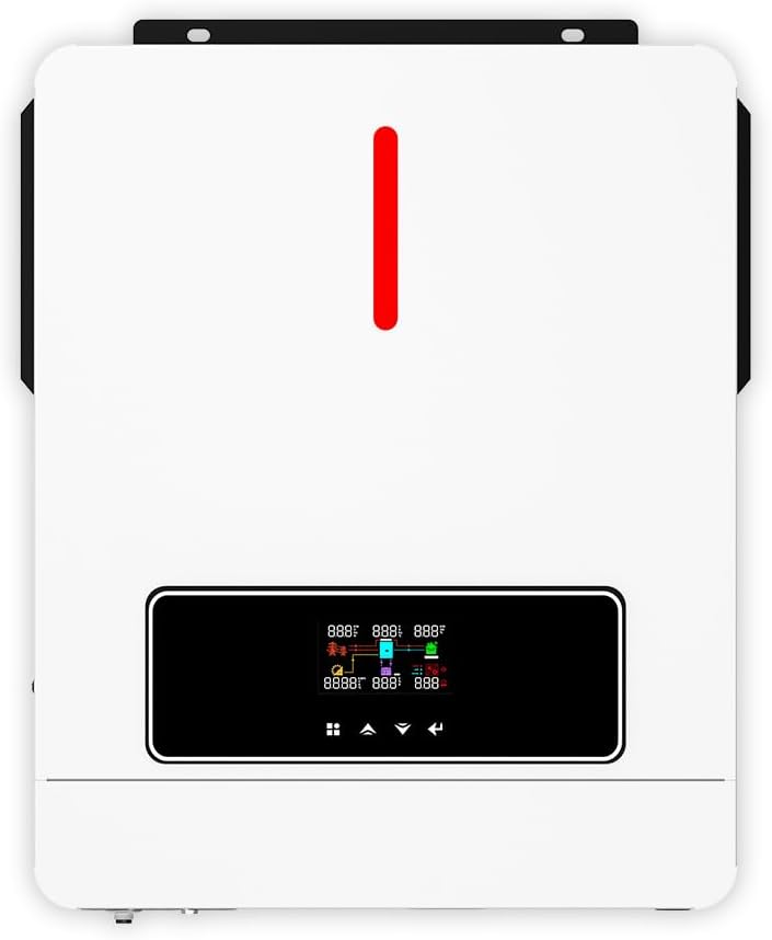 Y&H 3600W Hybrid Solar Inverter DC 24V to AC 110/120V Pure Sine Wave, w/ 120A MPPT Controller, Dual AC Output, Max 4200W PV Input, Lead-Acid/Lithium/Battery-Free Use, for Home Backup, RV, Off-Grid
