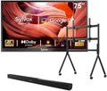 SYLVOX Outdoor TV with Rolling Stand & Soundbar, 75 inch 2000 Nit Full Sun Smart TVs, Sunlight Readable, IP56 Waterproof, 4K TV for Outdoor Households or Commercial Places