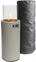 Planika BINO Outdoor Gas Fireplace - Fire Column with Glass Shield for Patio or Gardens (Outdoor Cover Incl) (Grey)