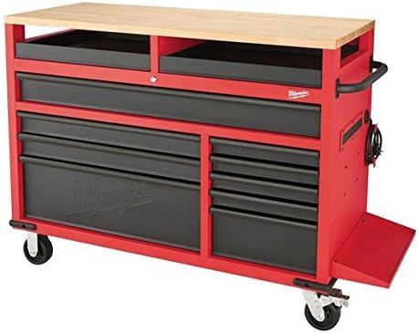 Milwaukee 48-22-8552 52-Inch 11-Drawer Mobile Work Bench with Wood Top Toolbox Tool Chest Cabinet Box