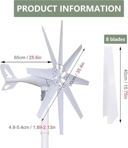 12000W Wind Turbine Generator Kit 12V/24V - 8 Blades, Charge Controller for Home & Marine Use, Efficient Hybrid Solar Wind Power System