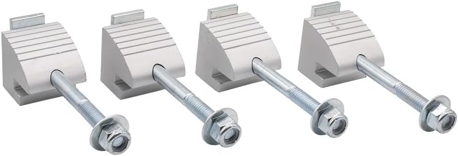 Mytee Products (4 Pack) Truck Tool Box Mounting Kit - No Drill w/Hardware - Universal Silver Truck Tool Box - J Hook Crossover Toolbox Clamps