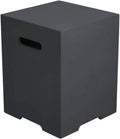 AMS Fireplace | Elementi Square Smooth Dark Black 20 lbs Propane Tank Cover | Concrete GFRC Base | Dimensions: 15.7 x 15.7 x 20 inches | Perfectly Matches with Granville and Bergamo Fire Pit Tables.