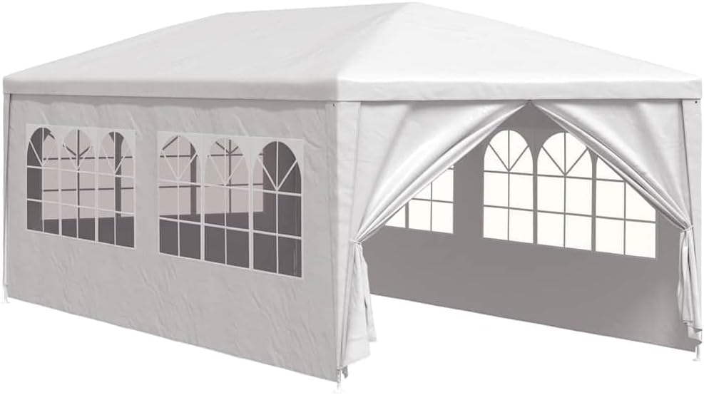 White Polyethylene Party Tent 9.8x19.7 ft Heavy Duty Outdoor Canopy Tent with Steel Frame for Backyard Parties Events and Gatherings