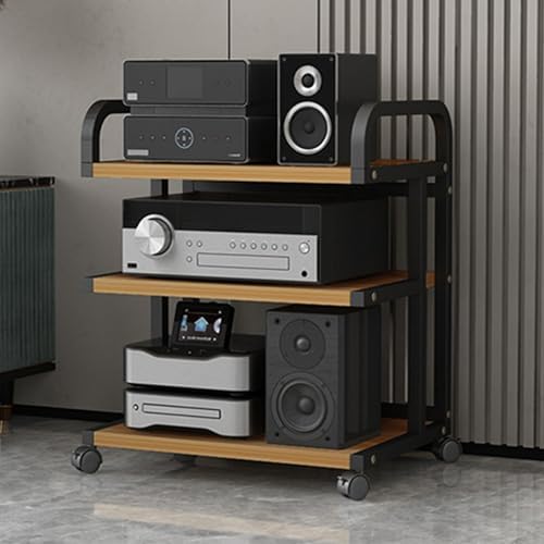 Movable Media Stand with Wheels 3 4 5 Tier, Audio Rack Cabinet for Tv, Av Media Stand, Consoles, Streaming, Audio Video Components, Stereo Equipment, Gaming Devices,