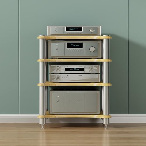Multifunctional Stereo Stand & Audio Rack - Media Shelf for Projectors, PS5, DVD Player, Game Consoles & Cable Boxes - Stylish AV Tower Corner Storage Solution.