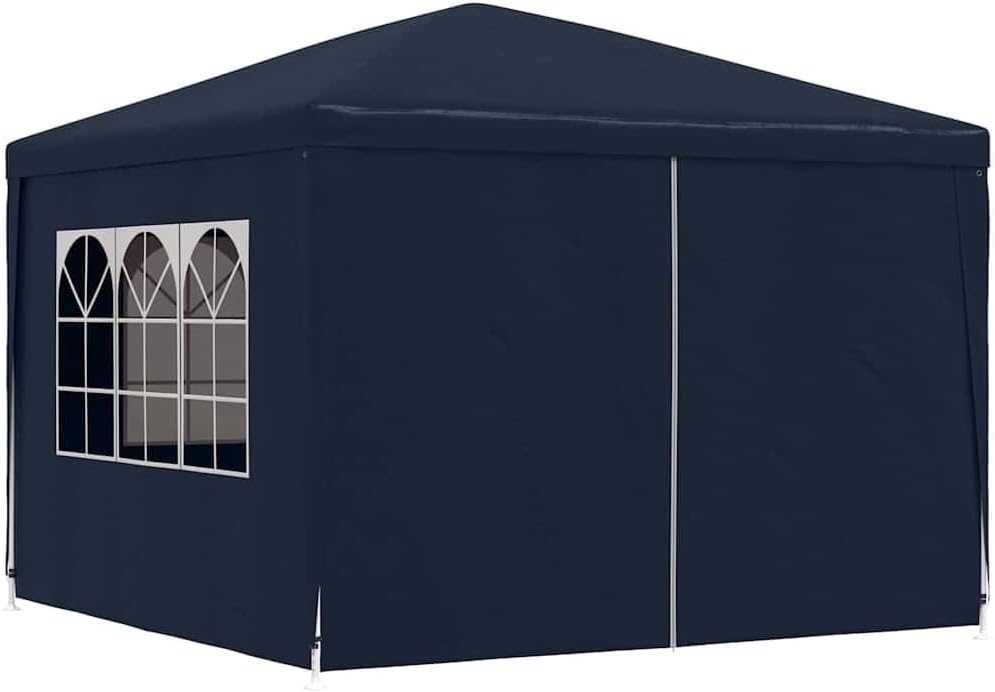 Blue Polyethylene Party Tent with Steel Frame 9.8ft x 9.8ft for Outdoor Events Shelter Canopy
