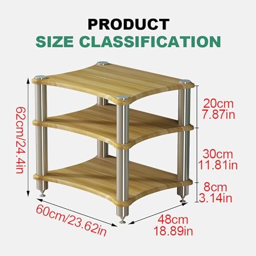 AV Media Stand, Stereo Rack Tower, Audio Shelf for Projector, PS5, DVD Player, Game Console & Cable Box - Stylish Corner Storage Solution for Entertainment Systems