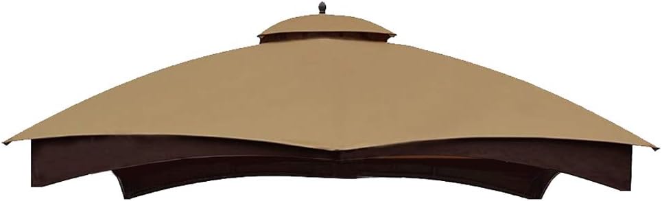 Hugline Outdoor Replacement Canopy Top Double Tier Gazebo Roof Cover for Lowe's Allen Roth 10x12 Gazebo #GF-12S004B-1 (Khaki) + Gazebo Universal Replacement Mosquito Netting – Hugline 10' x 10' Outdoo