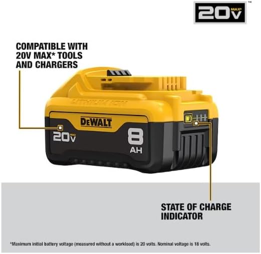 DEWALT 20V MAX Lithium-Ion Battery 2-Pack and Charger, 8.0 Ah, Battery Starter Kit (DCB208-2C)