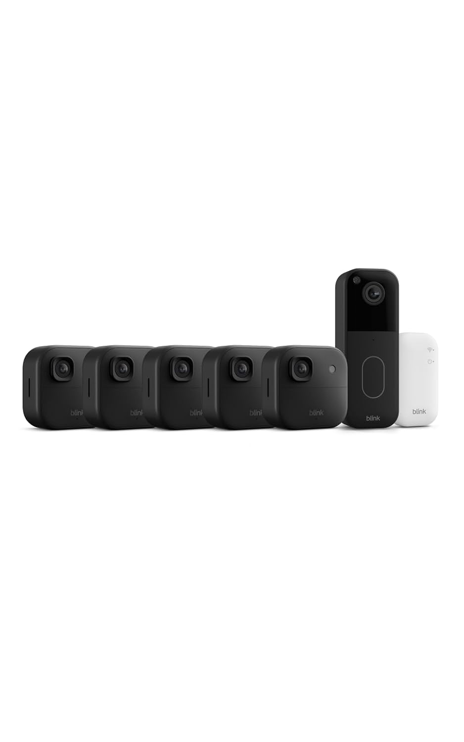 Blink Outdoor 2K+ and Video Doorbell – Two-year battery life, smart detection, Sync Module Core included – 5 Cameras + Video Doorbell (Black)