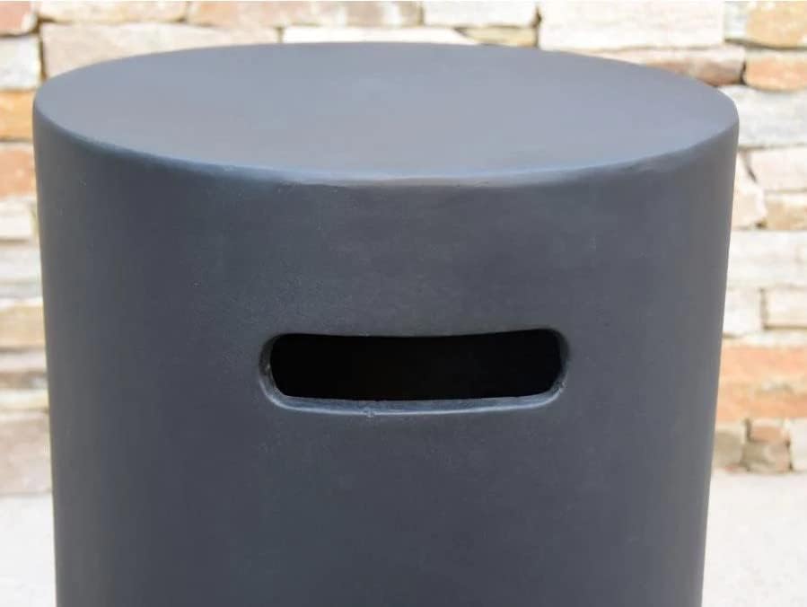 AMS Fireplace | Elementi 20lb Propane Tank Cover (Cylinder - Dark Grey) | Handcrafted Glass-Fiber Reinforced Concrete, Dark Grey Color, Round Shape, Size - 15.7 x 15.7 x 20 inches | Use as End Table