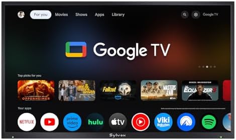 SYLVOX Outdoor TV with Rolling Stand & Soundbar, 75 inch 2000 Nit Full Sun Smart TVs, Sunlight Readable, IP56 Waterproof, 4K TV for Outdoor Households or Commercial Places