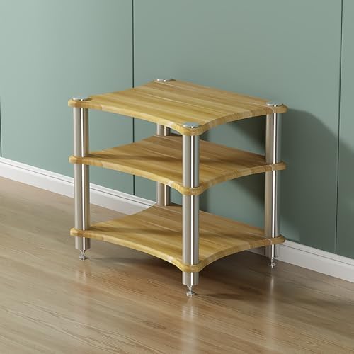 AV Media Stand, Stereo Rack Tower, Audio Shelf for Projector, PS5, DVD Player, Game Console & Cable Box - Stylish Corner Storage Solution for Entertainment Systems