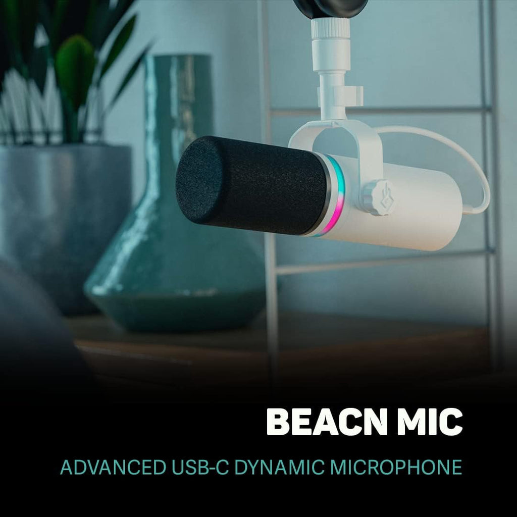 BEACN Light Dynamic USB Microphone for PC & Gaming – Broadcast-Grade Streaming, Podcast & YouTube Mic with RGB Lighting, Noise Rejection & Headphone Monitoring – USB C Mic for Twitch & Recording