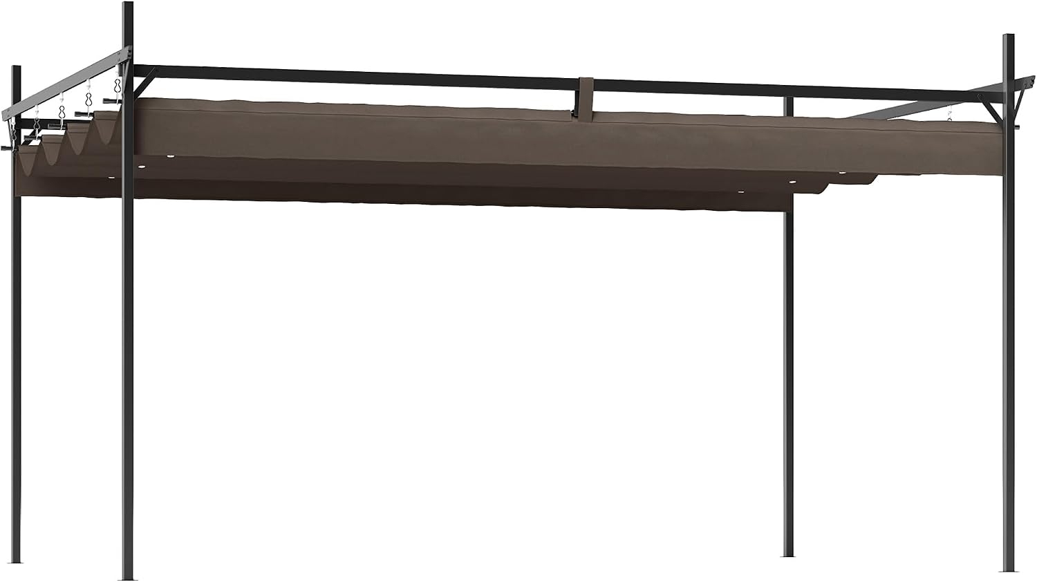 Outsunny 10' x 13' Retractable Pergola Canopy with Stronger Metal Frame, Outdoor Pergola Sun Shade Shelter for Garden, Patio, Backyard, Deck, Brown