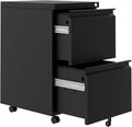 GAOMON 2-Drawer Mobile File Cabinet with Lock, Metal Filing Cabinet on Wheels, Fits Letter/Legal/A4 Files, Space-Saving Under Desk Office Storage Organizer for Home Office, Easy Assembly, Black