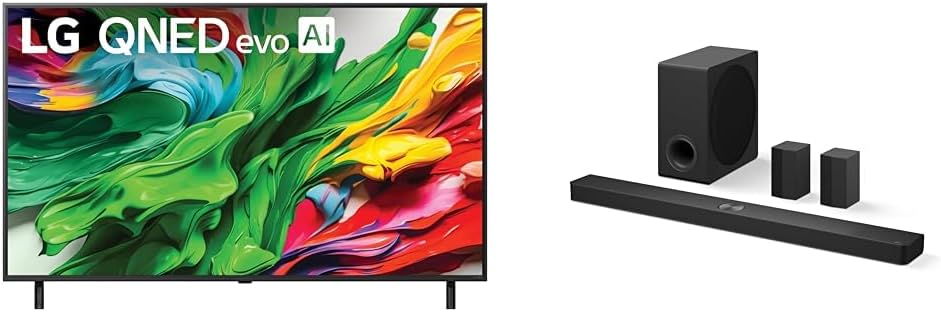 LG 55' QNED85A 4K Smart TV & S90TR 7.1.3-Channel OLED evo TV Matching Home Theater Soundbar with Rear Surround Speakers and Wireless Subwoofer, Wow Orchestra, Dolby Atmos
