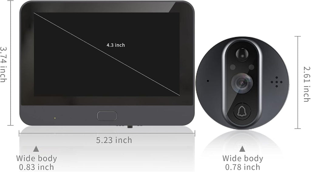 WiFi Video Doorbell for Apartment,Peephole Camera with 4.3' LCD Display,1080P, 120° Wide Angle, Night Vision,Motion Detection,2-Way Audio,Digital Peephole veiwer,Smart Life App Compatible