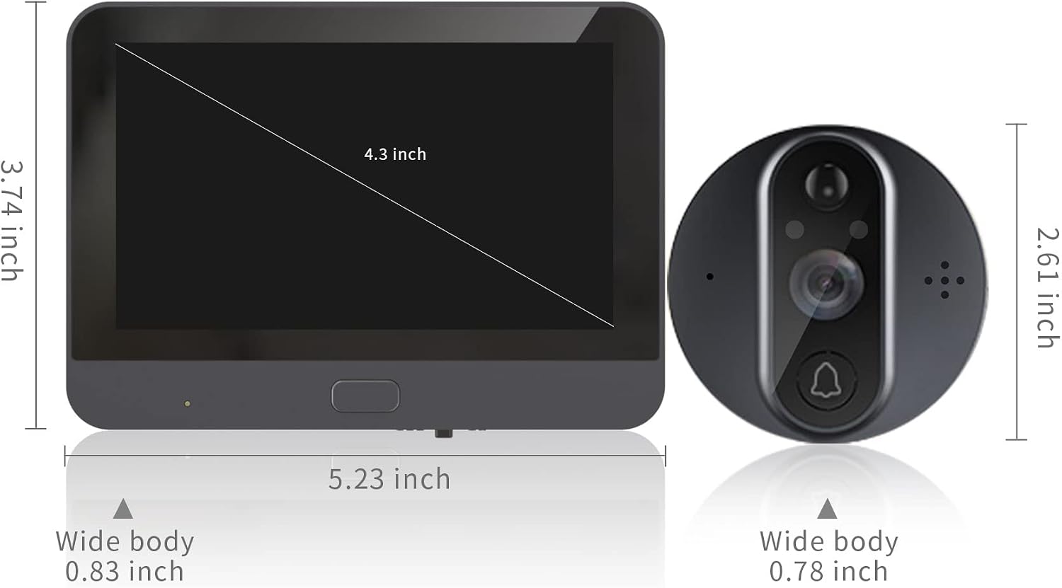 WiFi Video Doorbell for Apartment,Peephole Camera with 4.3' LCD Display,1080P, 120° Wide Angle, Night Vision,Motion Detection,2-Way Audio,Digital Peephole veiwer,Smart Life App Compatible