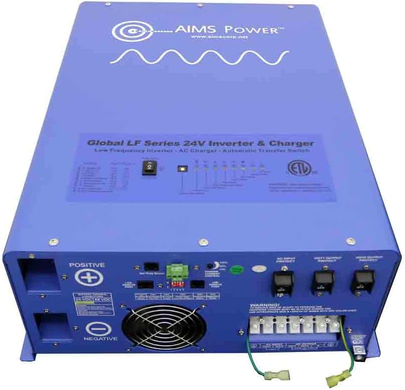 AIMS Power 4000 Watt 24 VDC Pure Sine Inverter Charger 120 VAC Output 55A Charger 30A Transfer Switch ETL Cert to UL 458/1012/1741 Standards CSA PICOGLF4024120UL