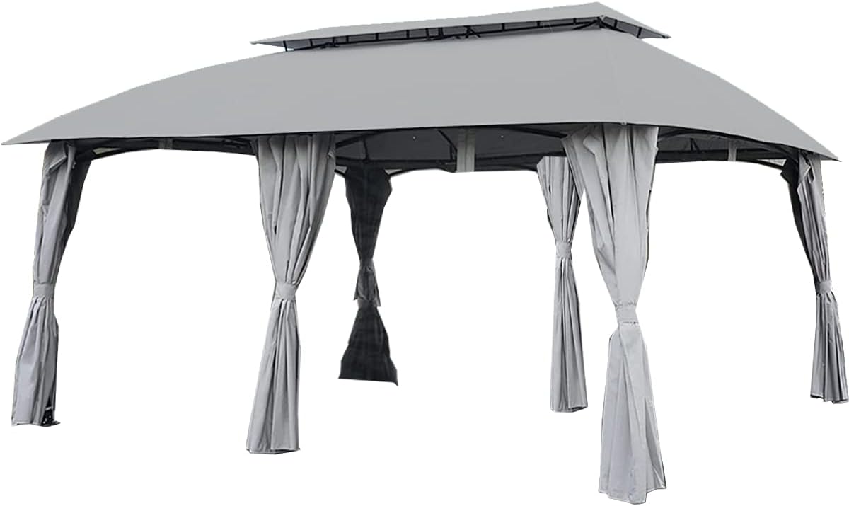 Garden Winds Replacement Canopy Top Cover Compatible with The Grand Patio 13' X 20' Gazebo - RipLock 350 - Slate Gray