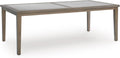 Signature Design by Ashley Rainier Ranch Contemporary Sintered Stone Tabletop Outdoor Dining Table with 4 Legs, Light Brown & Beige