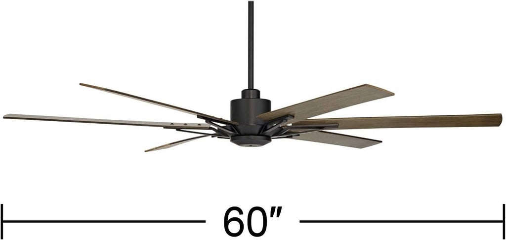 Casa Vieja 60' Expedition Rustic Farmhouse Outdoor Ceiling Fan with Remote Control Matte Black Weathered Oak Wood Blades Damp Rated for Cottage Core Patio Exterior House Home Porch Garage Barn