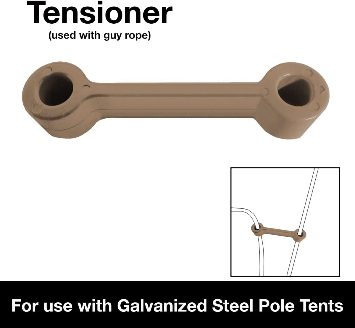Pole Tent Guy Rope Tensioners - Long Lasting Poly Plastic Material - for 1/2' Guy Rope Fastening for Party Tents, Events, Weddings, Schools, and Churches (100-Pack)