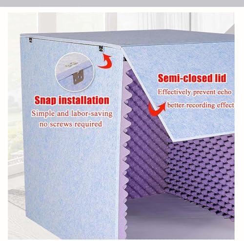 Portable Soundproof Recording Booth for Desktop, Red Isolation Room for Home Studio, Ideal for Microphone, Podcasts, Singing, Gaming & Broadcasting Equipment