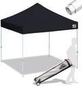 Eurmax USA Pro 10x10 Pop Up Canopy Wedding Party Tent Instant Outdoor Gazebo Pavilion Canopies BBQ Cater Events Aluminum Frame Commercial Grade Bonus Roller Bag (Black)
