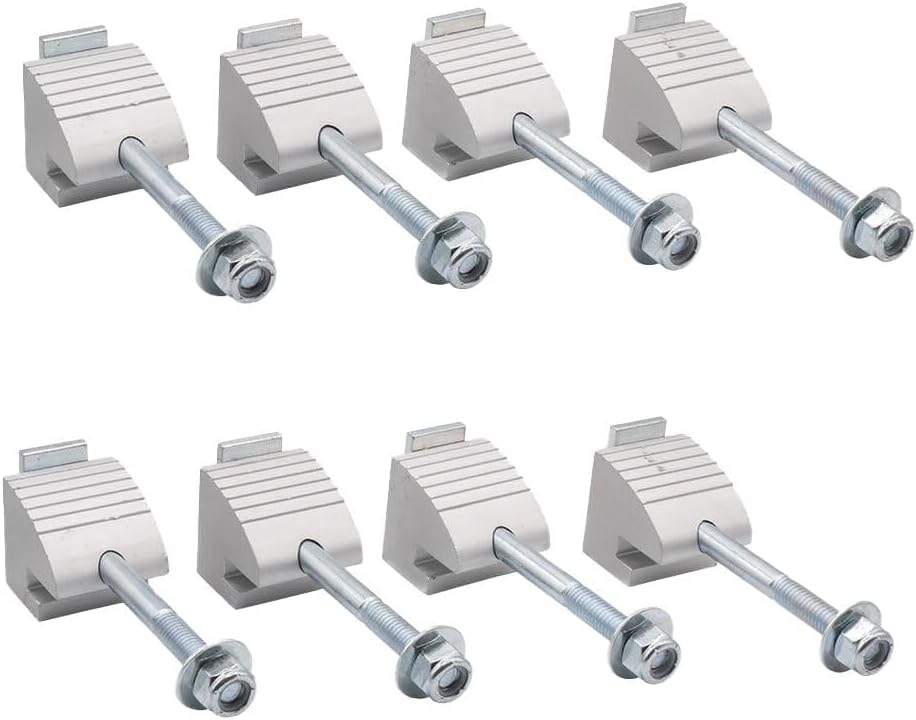 Mytee Products (8 Pack) Truck Tool Box Mounting Kit No Drill w/Hardware - Universal Silver Truck Tool Box - J Hook Crossover Toolbox Clamps