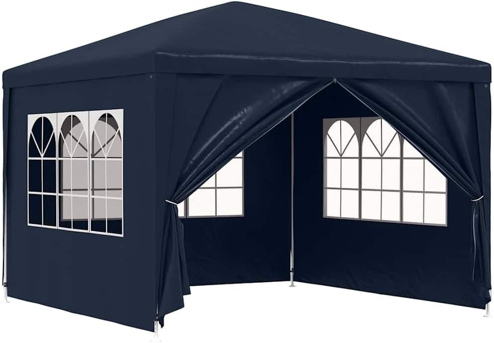Blue Polyethylene Party Tent with Steel Frame 9.8ft x 9.8ft for Outdoor Events Shelter Canopy