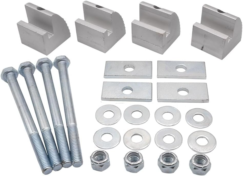 Mytee Products (4 Pack) Truck Tool Box Mounting Kit - No Drill w/Hardware - Universal Silver Truck Tool Box - J Hook Crossover Toolbox Clamps