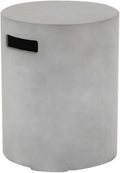 Propane Tank Cover Table, 20 LB Concrete Tank Storage Box, Modern Outdoor Gas Tank Covers Hideaway Table for Propane Fire Pit and Gas, Round Tank Holder with Handles (Gray) φ16 X 20inch