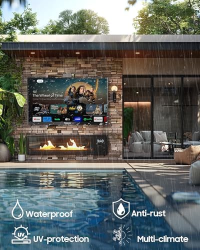 SYLVOX Outdoor TV with Rolling Stand & Soundbar, 75 inch 2000 Nit Full Sun Smart TVs, Sunlight Readable, IP56 Waterproof, 4K TV for Outdoor Households or Commercial Places