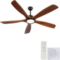 72 Inch Wood Ceiling Fans with Lights, Remote Control, 5 Walnut Blades, Indoor/Outdoor Noiseless Reversible Fan with LED Light, Timer, DC Motor, Large Ceiling Fans for Patios Gazebo Farmhouse