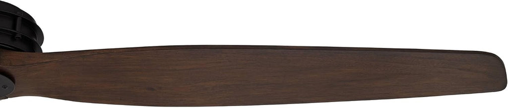 Casa Vieja 62' Coronado Aire Modern Industrial 3 Blade Indoor Outdoor Ceiling Fan with Remote Control Matte Black Dark Walnut Wood Damp Rated for Patio Exterior House Home Porch Gazebo