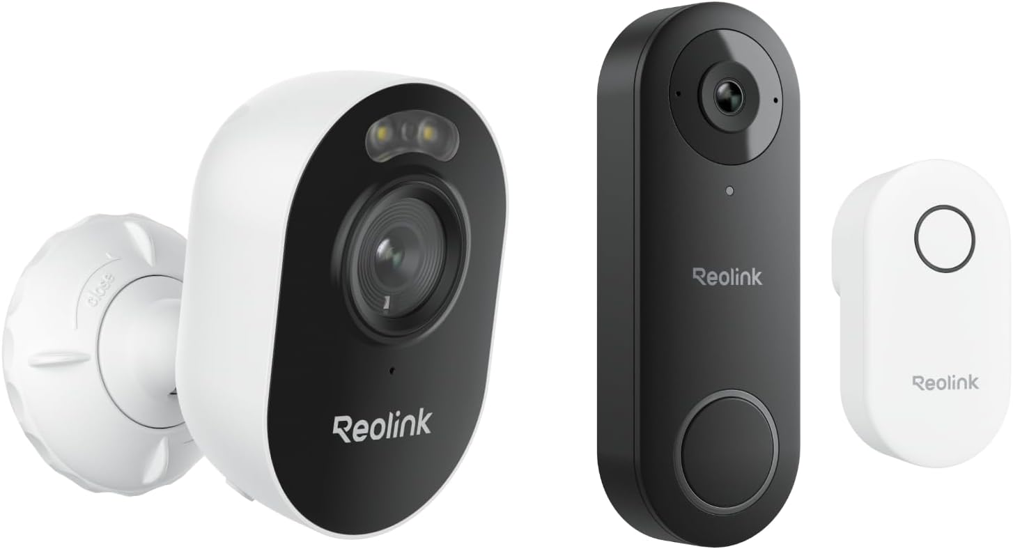 REOLINK Video Doorbell WiFi with Lumus Bundle, 2K Doorbell Camera, 2K Spotlight Camera, Local Storage, Chime Included