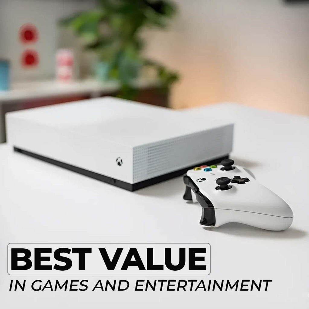Xbox One S 1TB All-Digital Edition Console Bundle - Includes the Xbox One S Console Series, White, 1x Wireless Controller, and a Microfiber Cloth (Renewed)