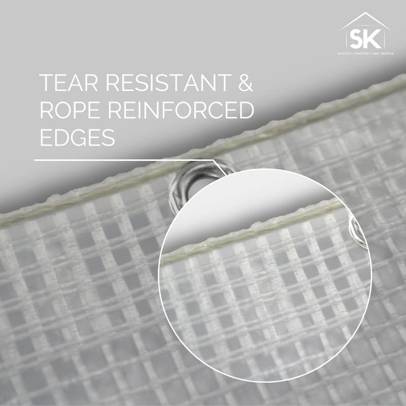 16 Mil Clear Poly Heavy Duty Tarp with Fiber Reinforcement - True Size Tarps with UV Protection, Tear Resistance, Flexibility, Reinforced Corners 15x25