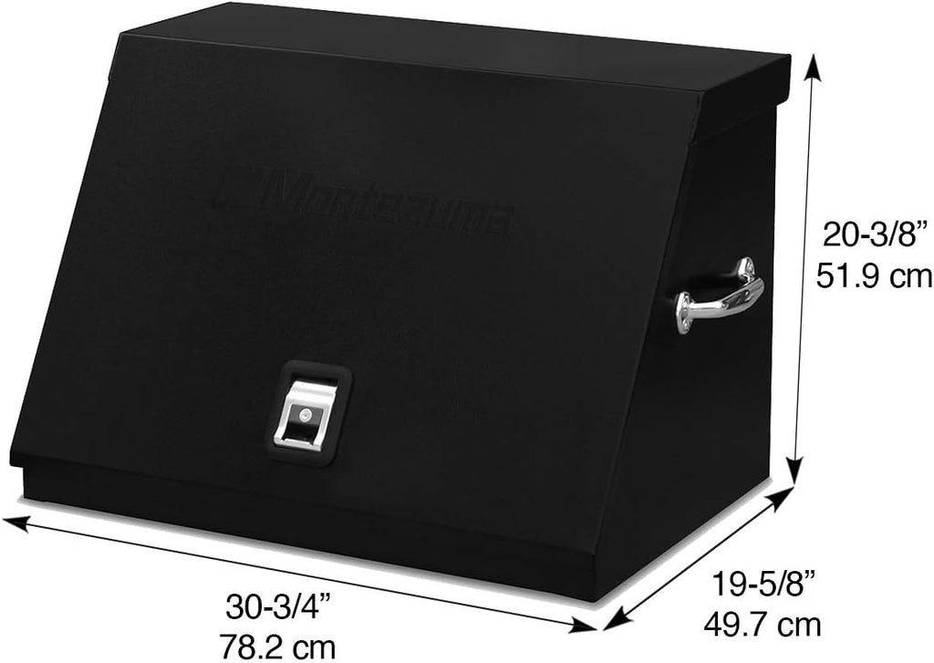 Montezuma – LA400B – 30-Inch Portable TRIANGLE Toolbox – Multi-Tier Design – 16-Gauge Construction – SAE and Metric Tool Chest – Weather-Resistant Toolbox – Lock and Latching System