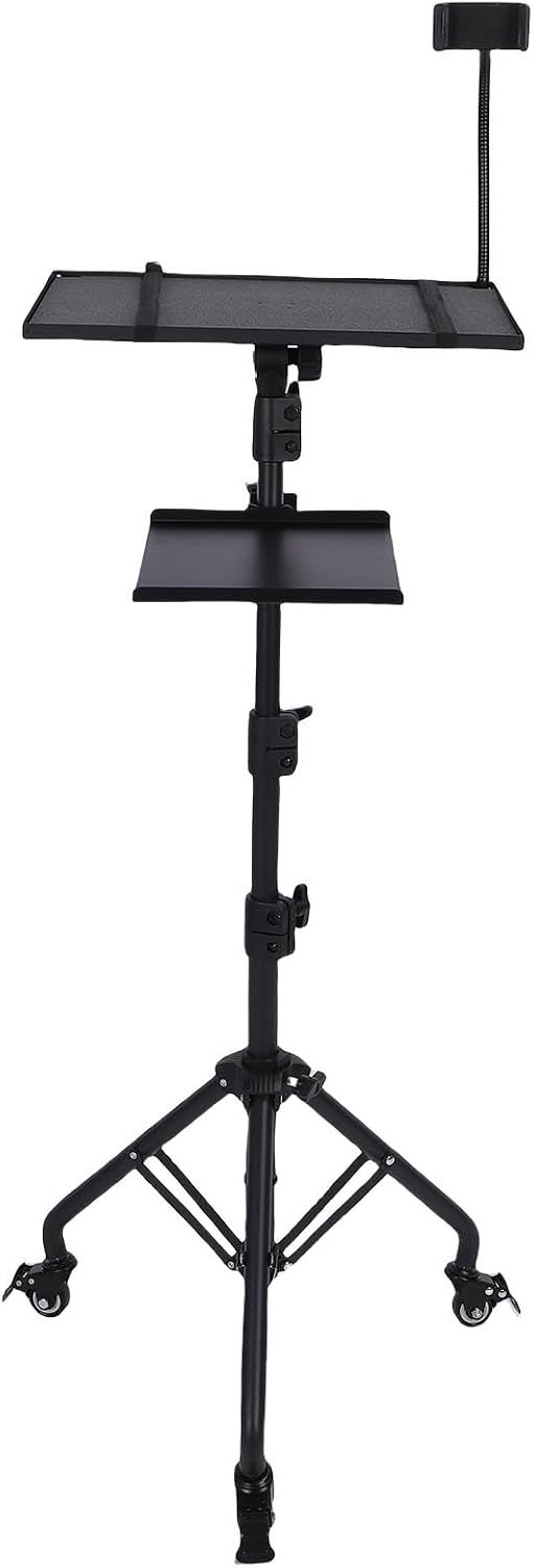 Projector Stand Tripod, 22-47 Inch Height Adjustable DJ Rack Stand Heavy Duty Portable Projector Tripod Stand with Wheels & Brake for Gaming Console, Home Visual Equipment