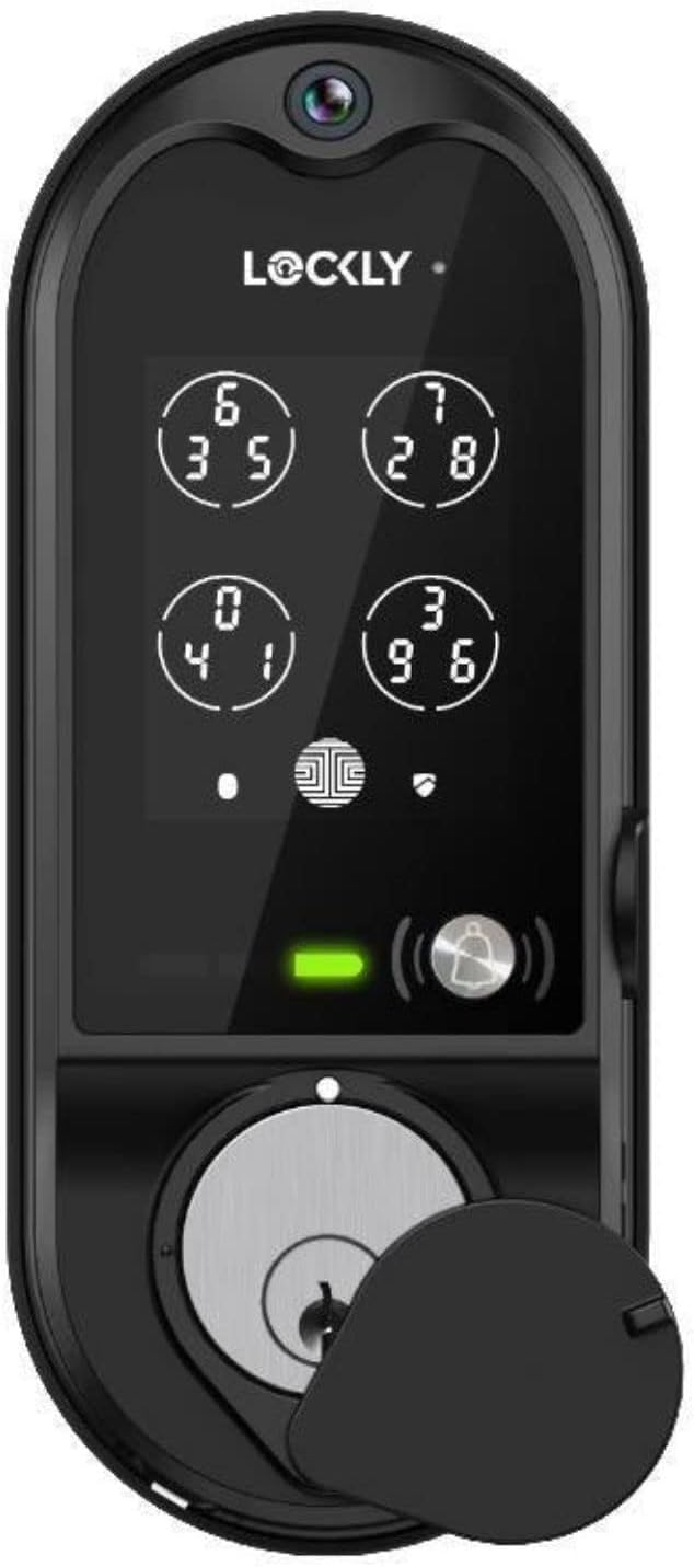 Lockly Vision Smart Lock with HD Video Doorbell, Fingerprint Door Lock for Front Door, Touchscreen Keypad, App Control, Auto Lock, No Monthly Fee- Matte Black