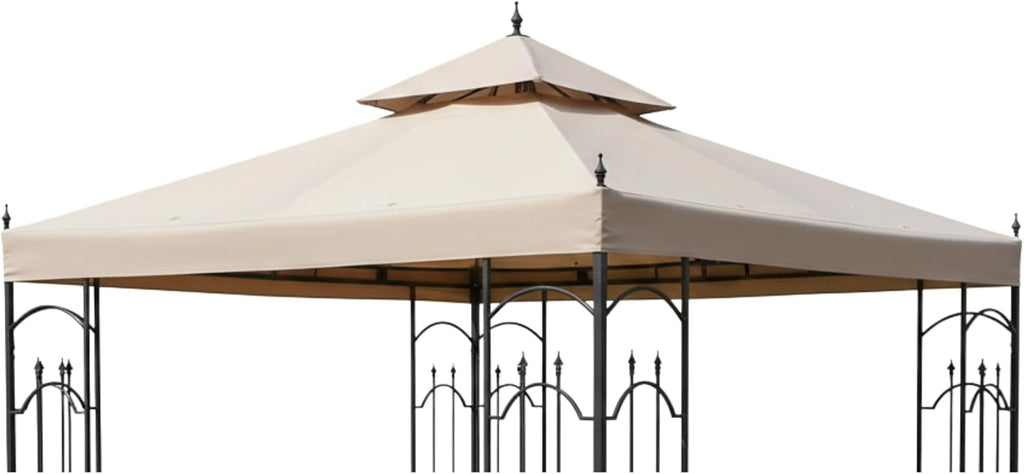 Garden Winds Heavy Duty Reinforced RipLock 500 Replacement Canopy Top Cover Compatible with Arrow 10' x 10' Gazebo Models 61821, HD-61821, 618221, 618221-C, GGHL00019 - Beige
